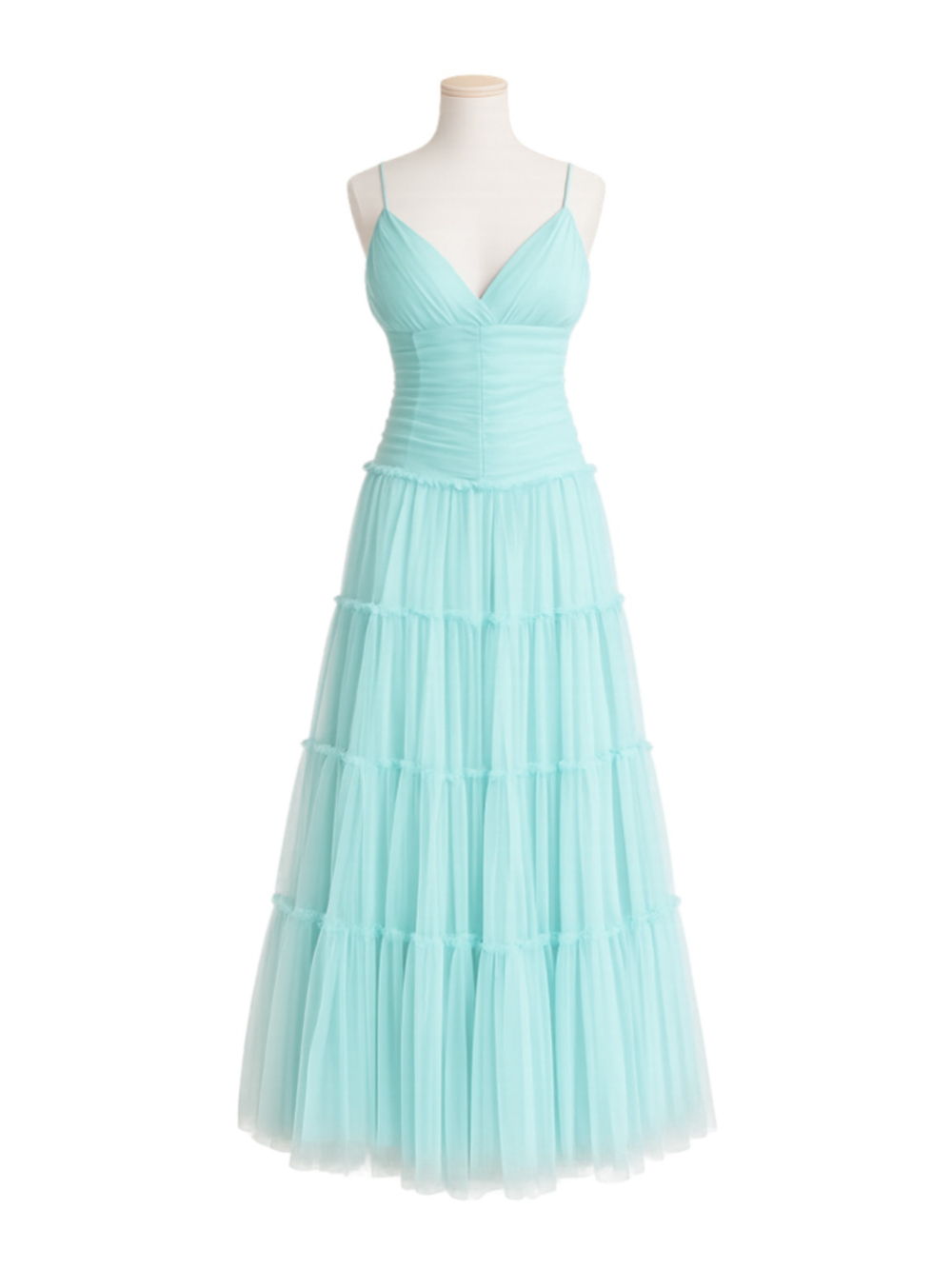Jessica McClintock x Gunne Sax Aqua Tiered Tulle Maxi Dress Balletcore Fairycore - Picture 2 of 7